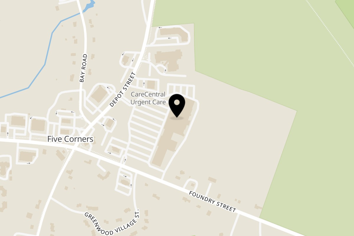 Map showing the location of Crispy Crust Pizzeria on 690 Depot St in North Easton
